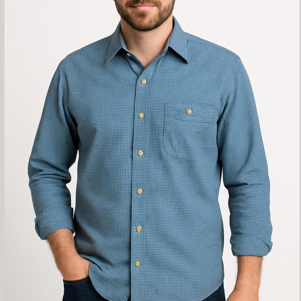 ✨ High Sierra Blue Checkered Long Sleeve Button-Up Shirt